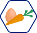 icono hexagonal figura de Zanahoria y huevo