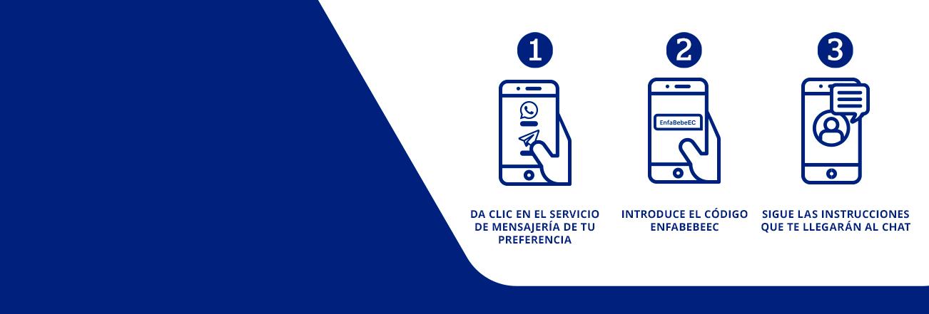Elige el chat, escribe EnfabebeEC, sigue las instrucciones